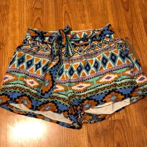 Francesca’s high waisted tribal tie shorts